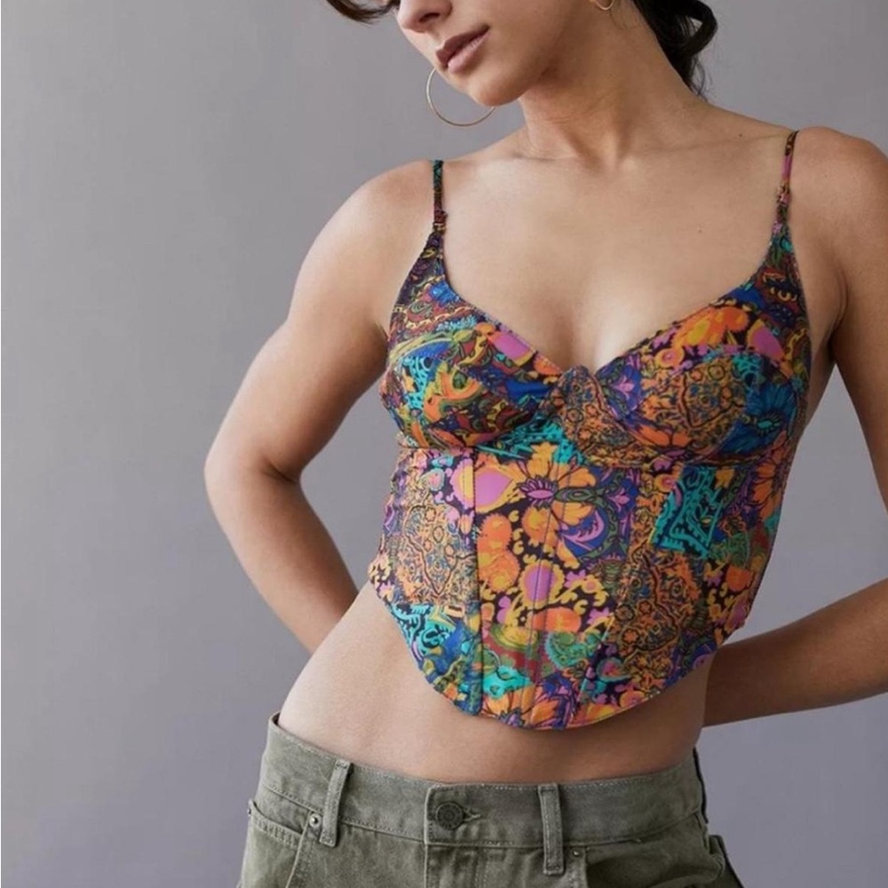 Colorful Patterned Bustier Top